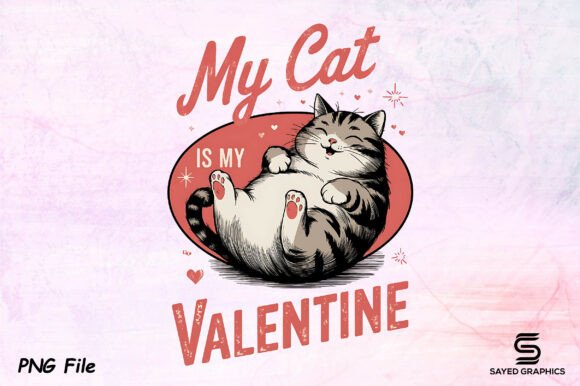 Download Vintage Valentine's Day Cat PNG Design - Sign Collection