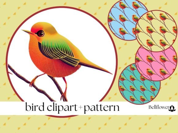 Download Tropical Bird Pattern with Clipart - Tropical Collection