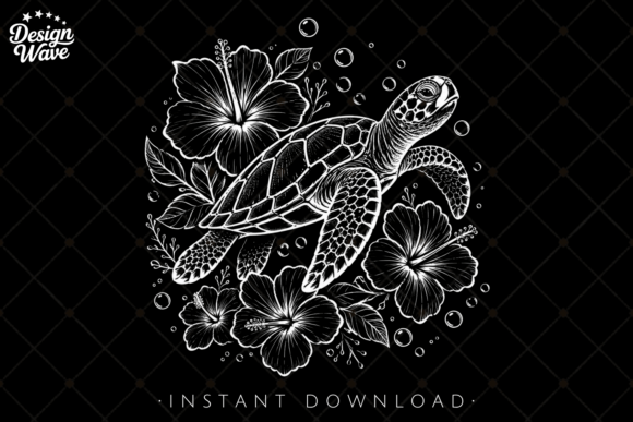 Download Sea Turtle Line Art Tropical Summer PNG - Tropical Collection