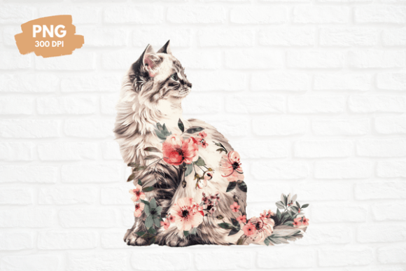 Download Vintage Floral Cat Clipart - Premium Resources
