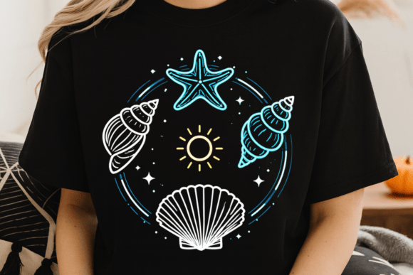 Download Beach Shell Neon Ocean Design PNG - Sign Collection