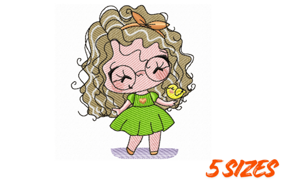 Download Curly Girl Embroidery Design Set - Sign Collection