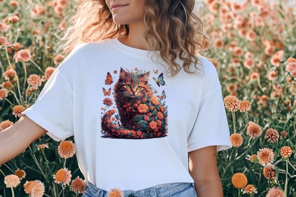 Download Floral Cat Clipart PNG Design - Premium Resources