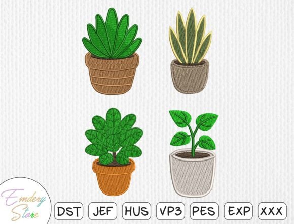 Download Potted Plant Embroidery Design Set - Sign Collection