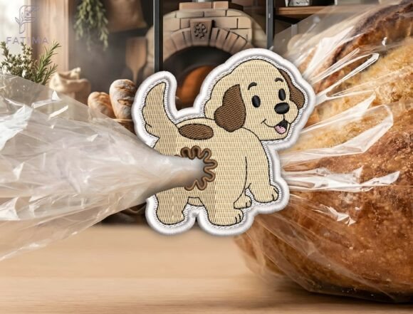 Download Cute Puppy Bag Tie Embroidery Design - Bag Collection