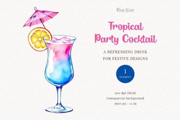 Download Blue and Pink Tropical Party Cocktail - Tropical Collection